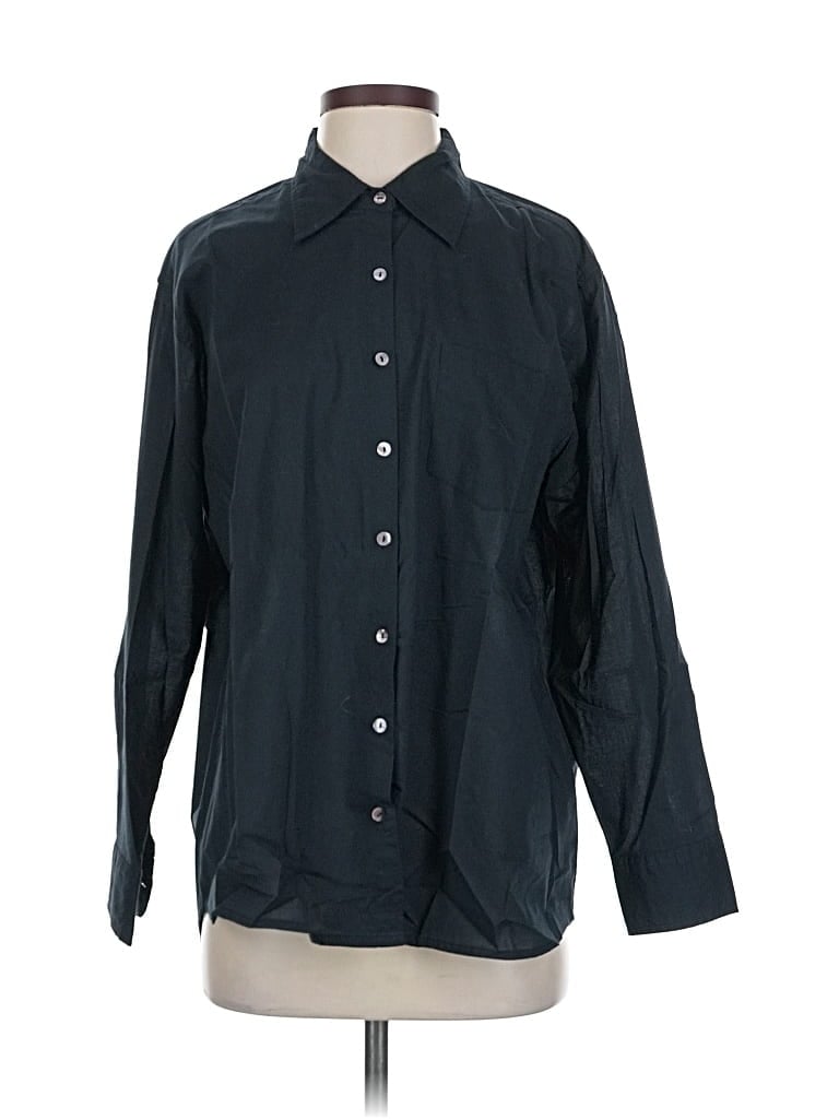Pre-owned Natural Life Long Sleeve Button Down Shirt In Black