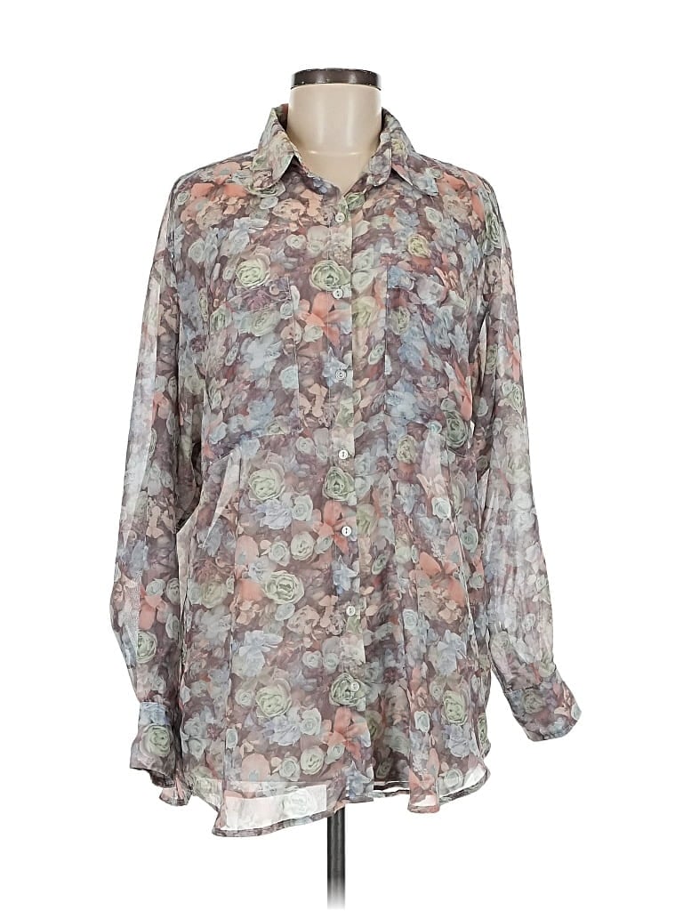 Click to view more detailed imagery on our partner's website Pre-owned American Apparel 3/4 Sleeve Blouse In Gray