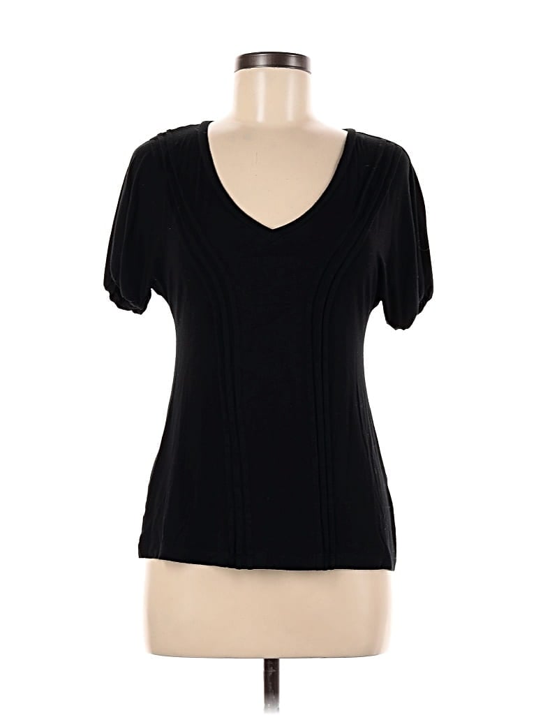 HALOGEN Pre-owned Short Sleeve Top Black V Neck Tops