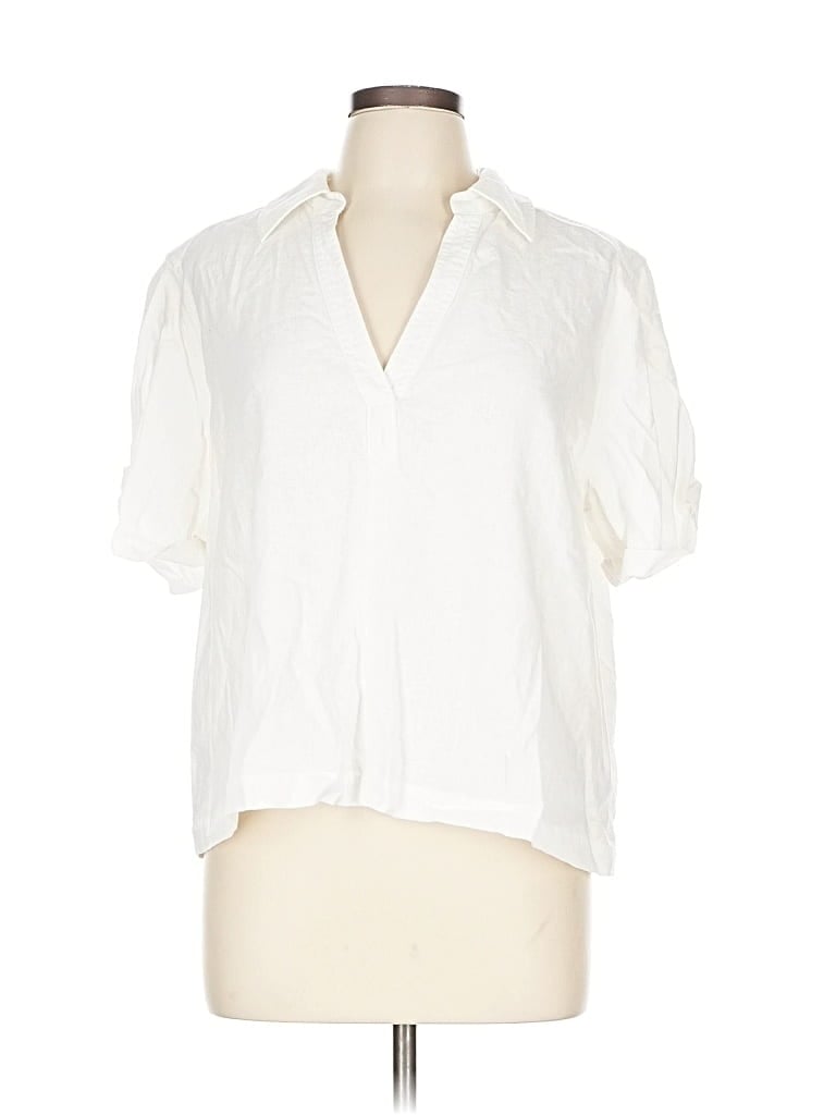Pre-owned Universal Thread Short Sleeve Blouse In White