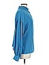 L.K. Bennett 100% Silk Blue Long Sleeve Silk Top Size 10 - photo 4