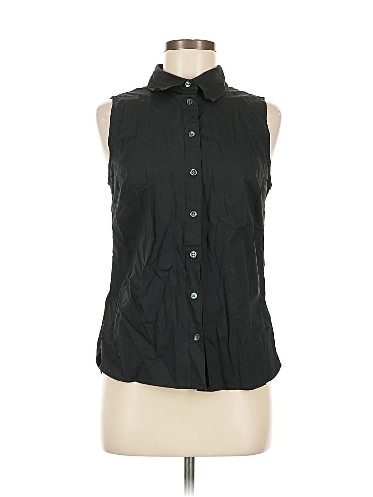 Pre-owned Banana Republic Sleeveless Button Down Shirt In Black