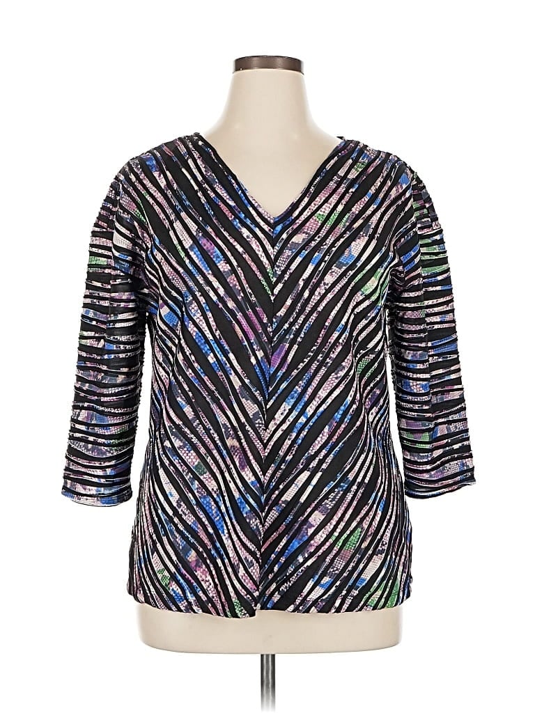 Pre-owned Dana Buchman 3/4 Sleeve Blouse In Silver