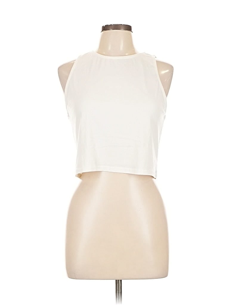 Pre-owned Live In The Moment Tank Top Ivory Halter Neckline Tops In White