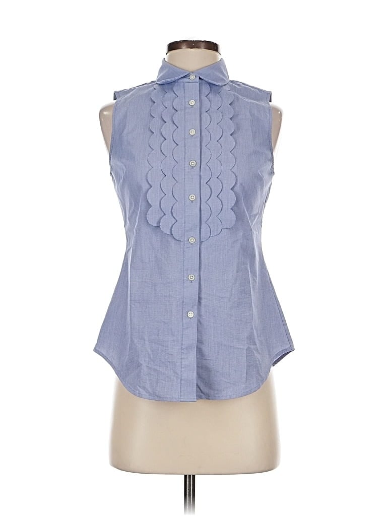 Pre-owned Banana Republic Sleeveless Button Down Shirt In Blue