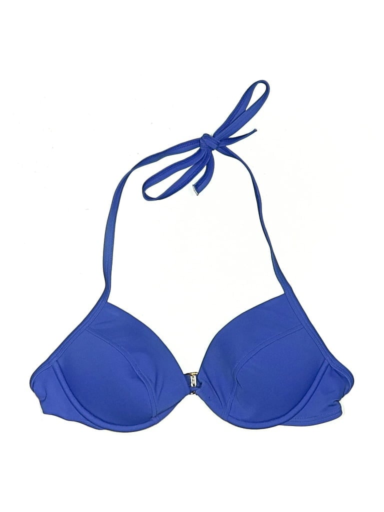 VICTORIA'S SECRET Pre-owned Swimsuit Top Blue Solid Pattern Swimwear