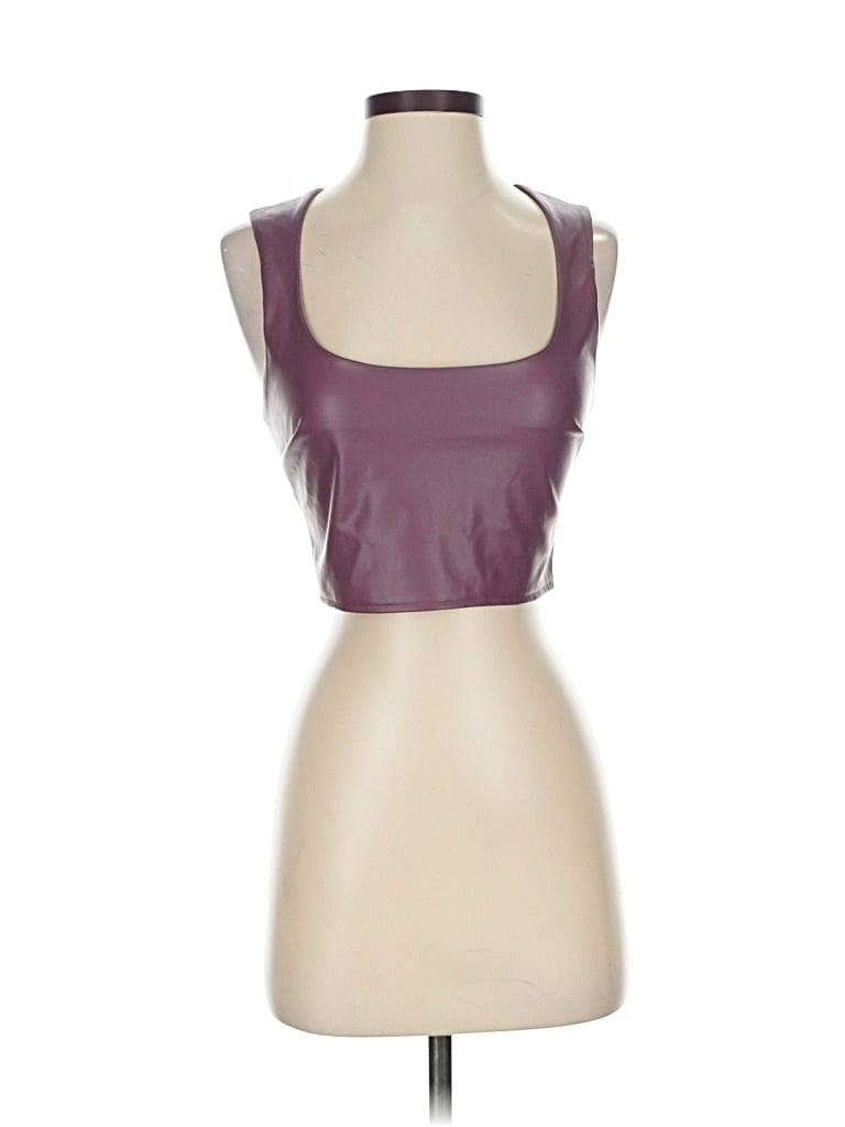 Garage Faux Leather Top Purple Strapless Neckline Tops
