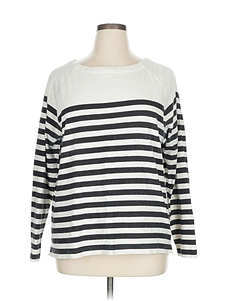 Pre-owned Ann Taylor Loft Long Sleeve T-shirt In Silver