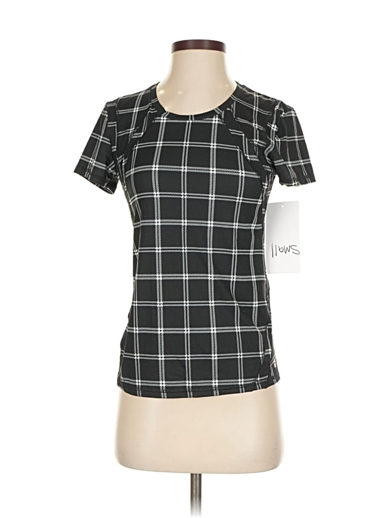 X By Gottex Short Sleeve Top Black Square Neckline Tops In Blue