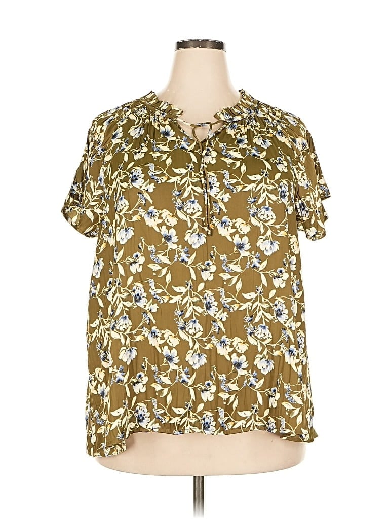 Pre-owned Lane Bryant Short Sleeve Blouse In Gold