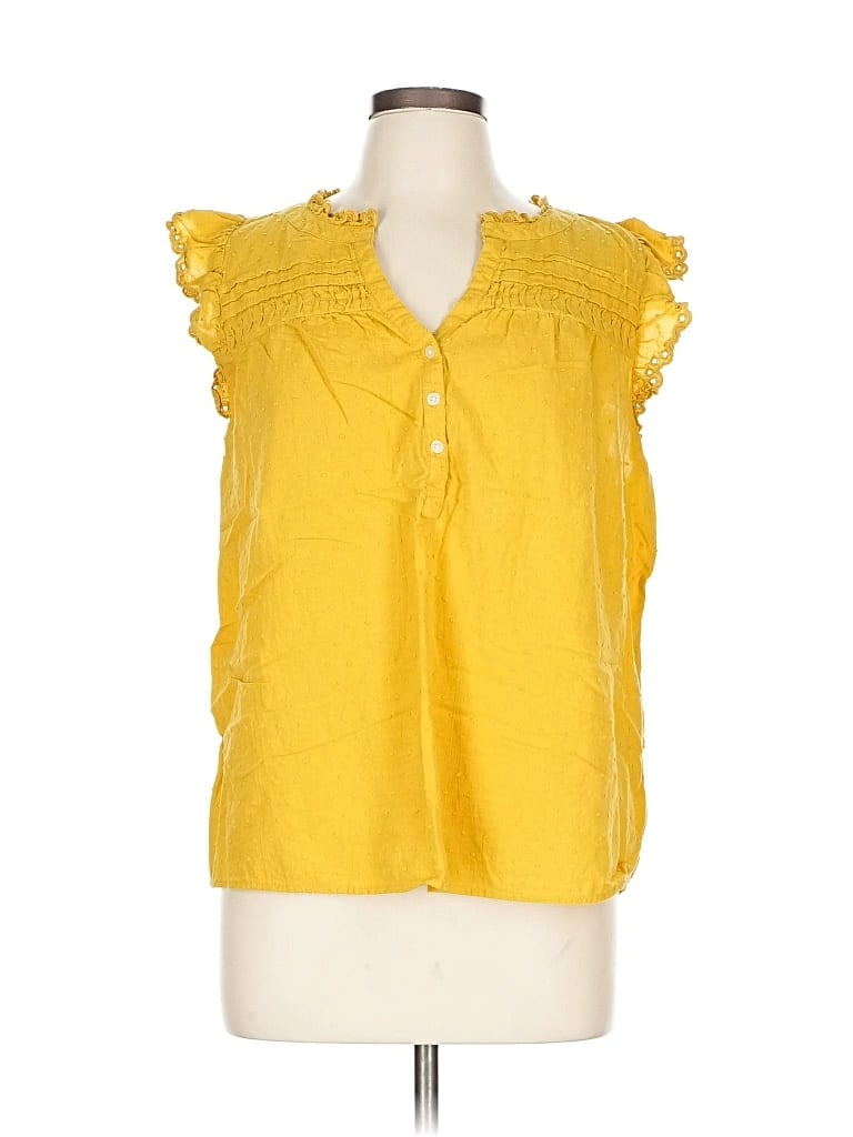 Pre-owned Ann Taylor Loft Sleeveless Blouse In Yellow
