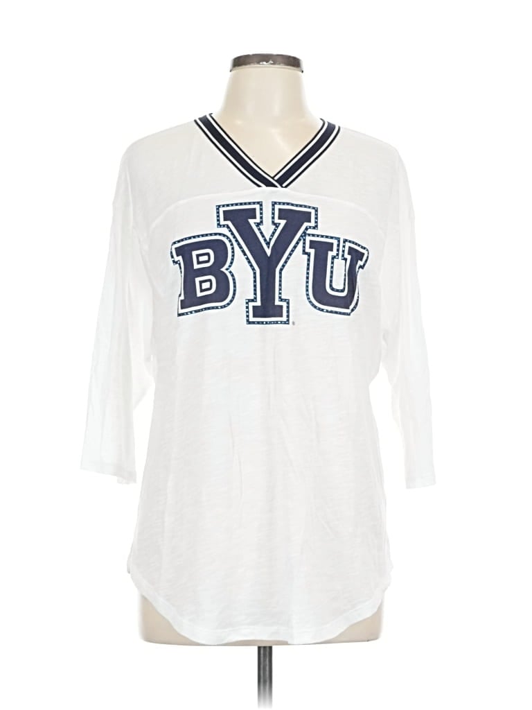 Pre-owned Victoria's Secret Pink 3/4 Sleeve T-shirt In White