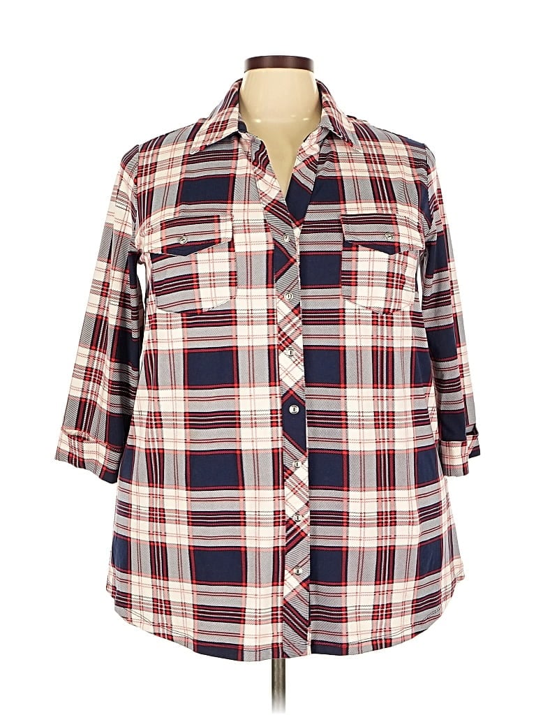 MARKET & SPRUCE Pre-owned 3/4 Sleeve Blouse In Burgundy