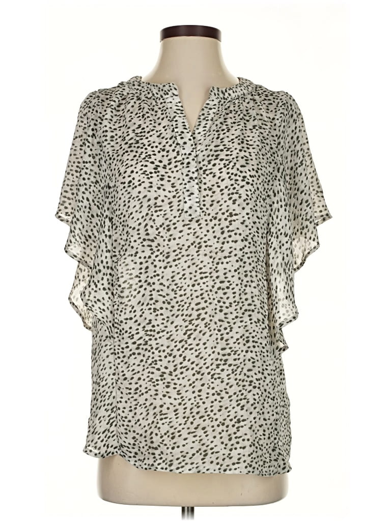 Pre-owned Chaps Short Sleeve Blouse In White