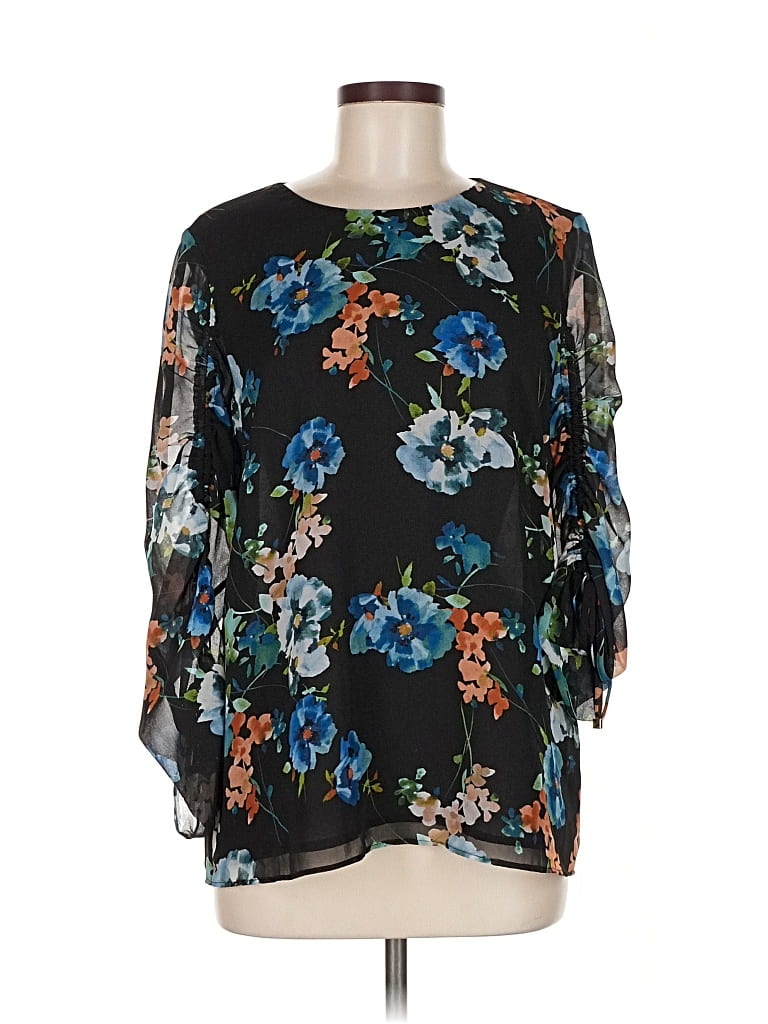 Pre-owned Calvin Klein 3/4 Sleeve Blouse In Black