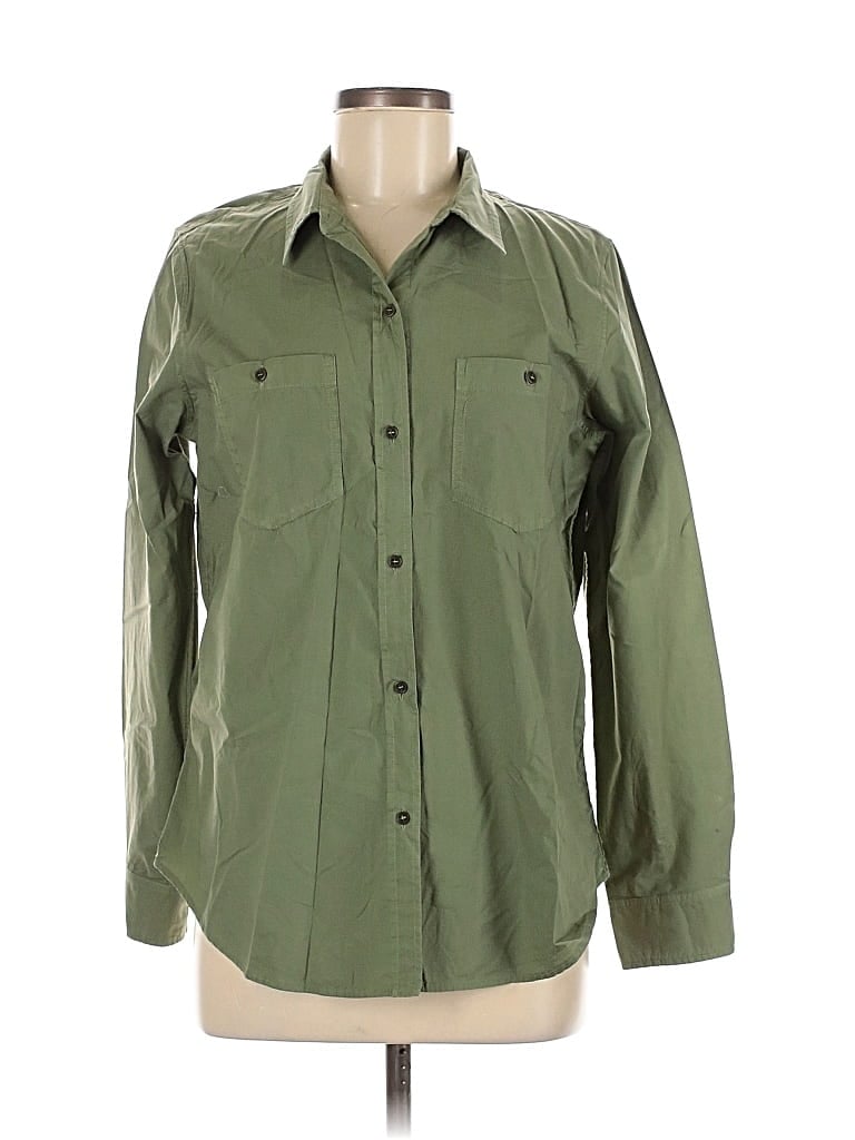 Pre-owned Nili Lotan Long Sleeve Button Down Shirt In Green