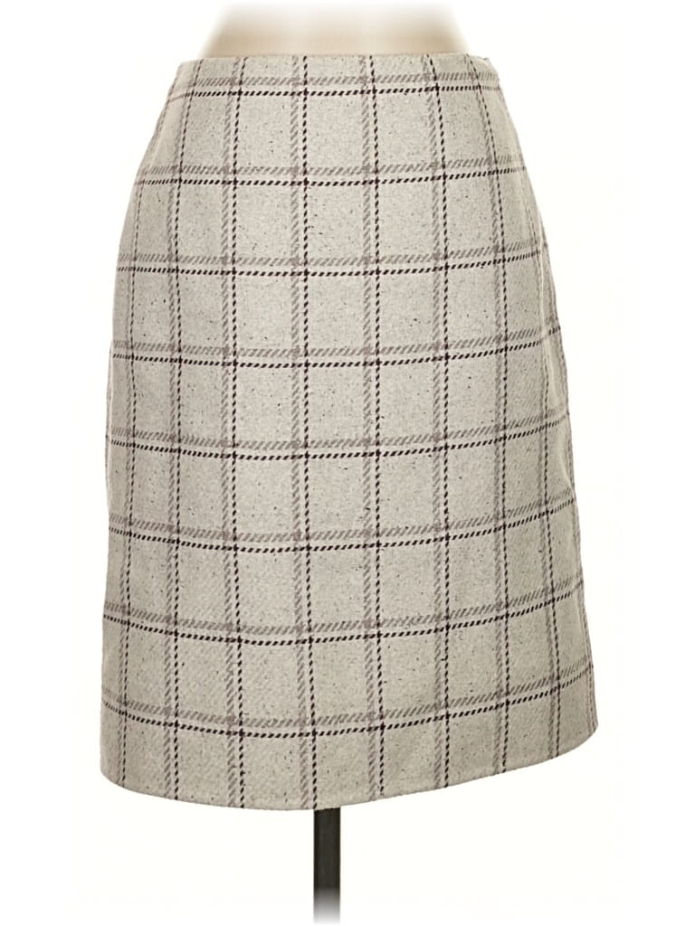 Pre-owned Linda Allard Ellen Tracy Wool Skirt In Gray