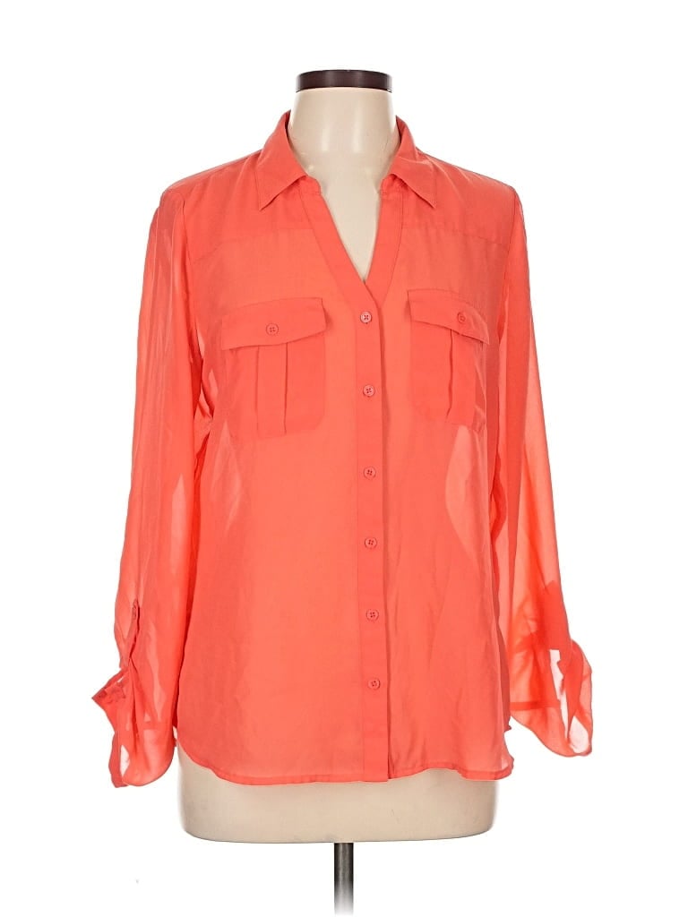 Pre-owned Maurices Long Sleeve Blouse In Orange