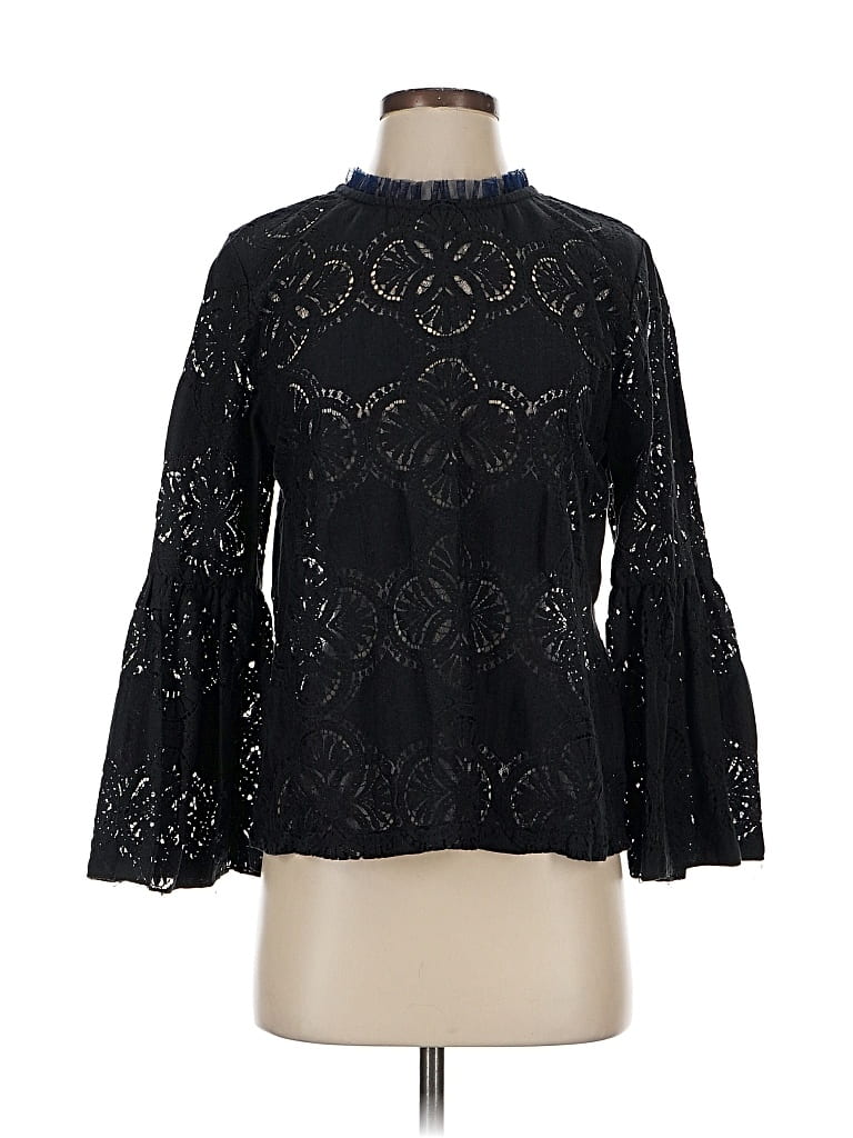 Pre-owned Nic + Zoe Long Sleeve Blouse In Black
