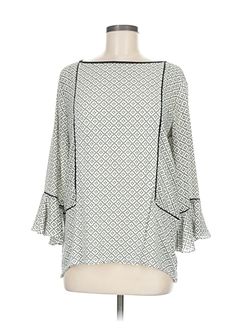 Pre-owned Ann Taylor Loft 3/4 Sleeve Blouse In Gray