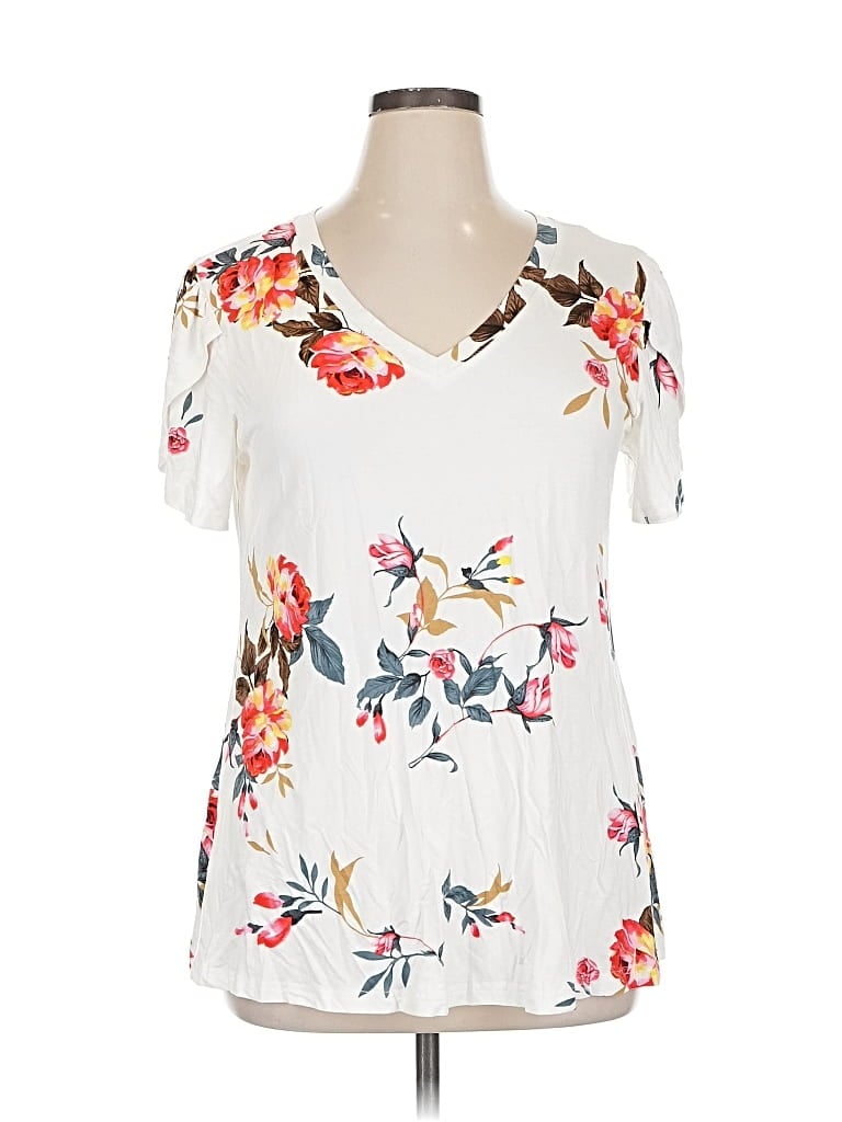 Pre-owned Cathy Short Sleeve Blouse In White