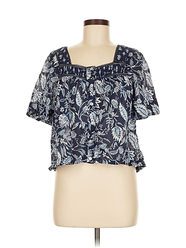Pre-owned Beachlunchlounge Short Sleeve Blouse In Blue