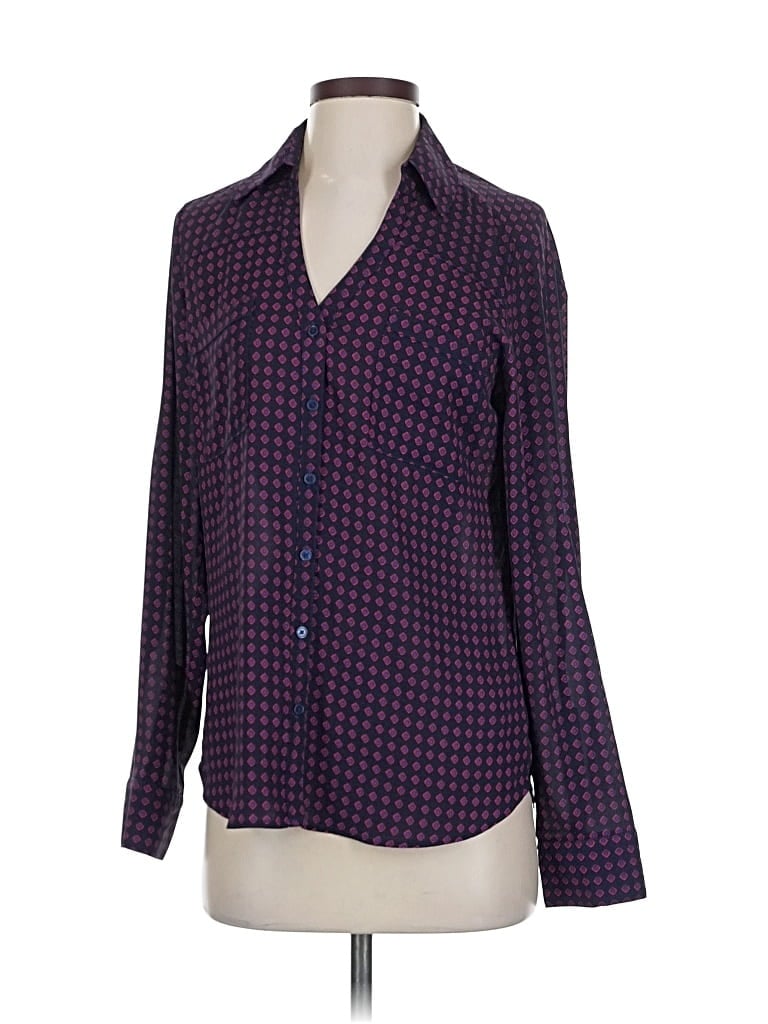 Pre-owned Express Long Sleeve Blouse In Purple
