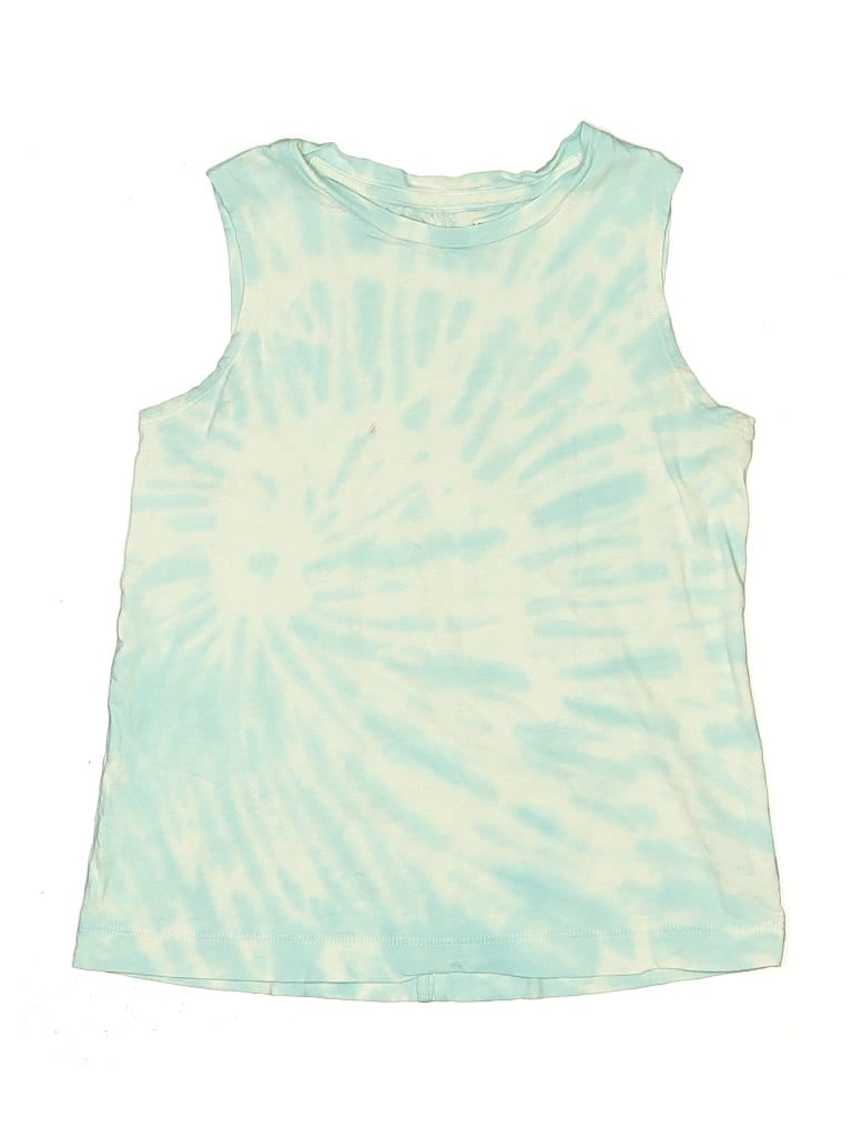 Pre-owned Athleta Girl Kids' Sleeveless Top Teal Tie-dye Pattern Keyhole Neckline Tops In Blue