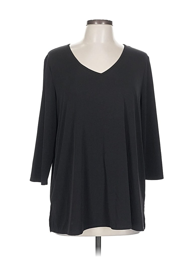 Pre-owned Chico's 3/4 Sleeve T-shirt In Black