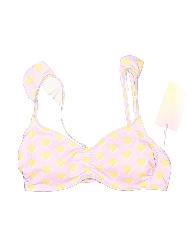 Stoney Clover Lane X Target Swimsuit Top Yellow Hearts Pattern Swimwear In Pink