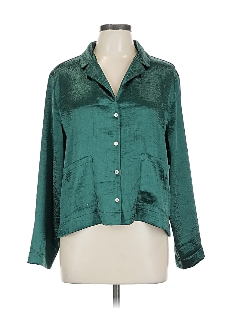 Pre-owned Victoria's Secret 3/4 Sleeve Button Down Shirt In Blue