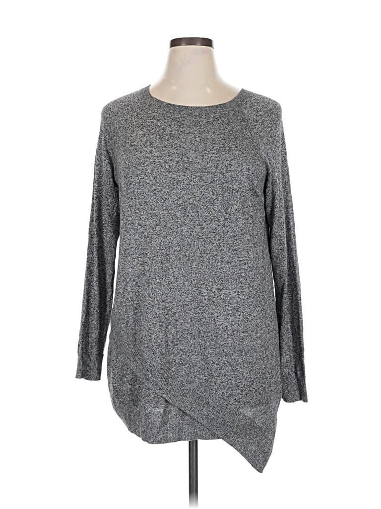 APT. 9 Pre-owned Long Sleeve Top Gray Crew Neck Tops
