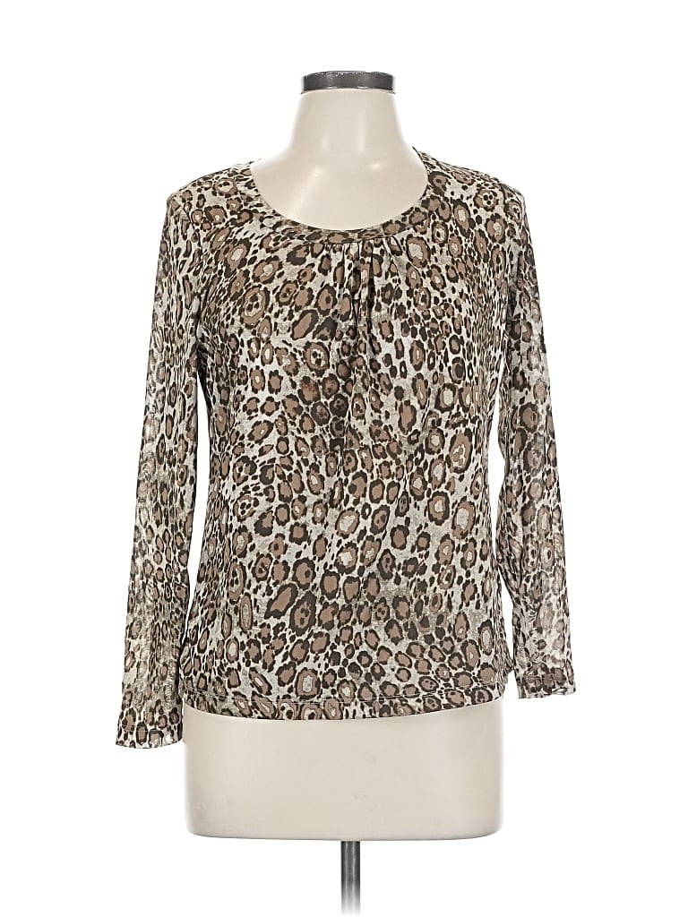 Pre-owned Liz Claiborne Long Sleeve Blouse In Brown