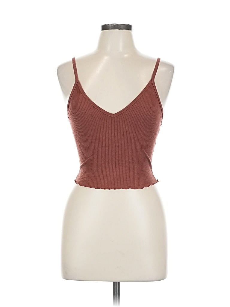 Pre-owned Bozzolo Tank Top Brown Sweetheart Neckline Tops