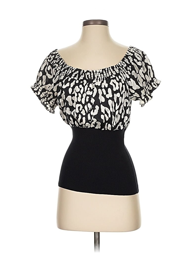 Pre-owned Inc International Concepts Short Sleeve Top Black Sweetheart Neckline Tops