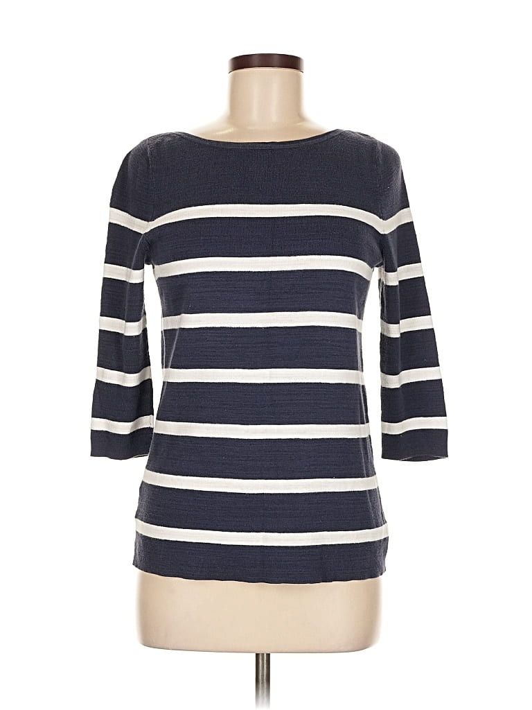 Pre-owned Ann Taylor Loft 3/4 Sleeve Top Blue Boatneck Tops