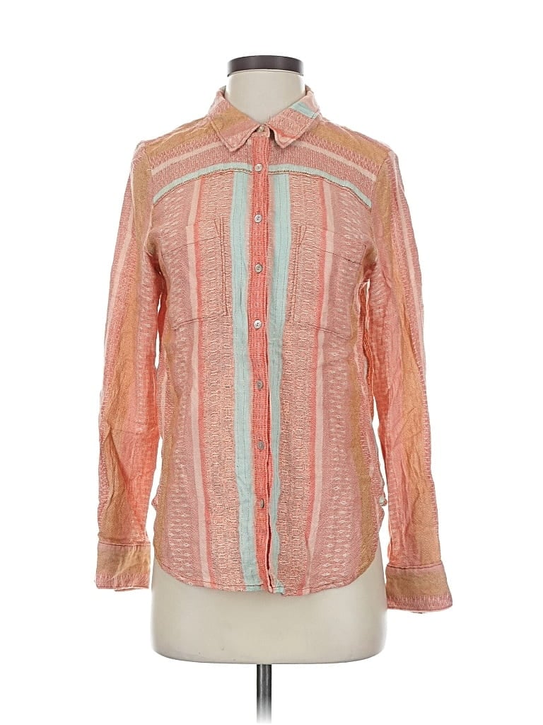 MAEVE BY ANTHROPOLOGIE Pre-owned Long Sleeve Button Down Shirt In Orange