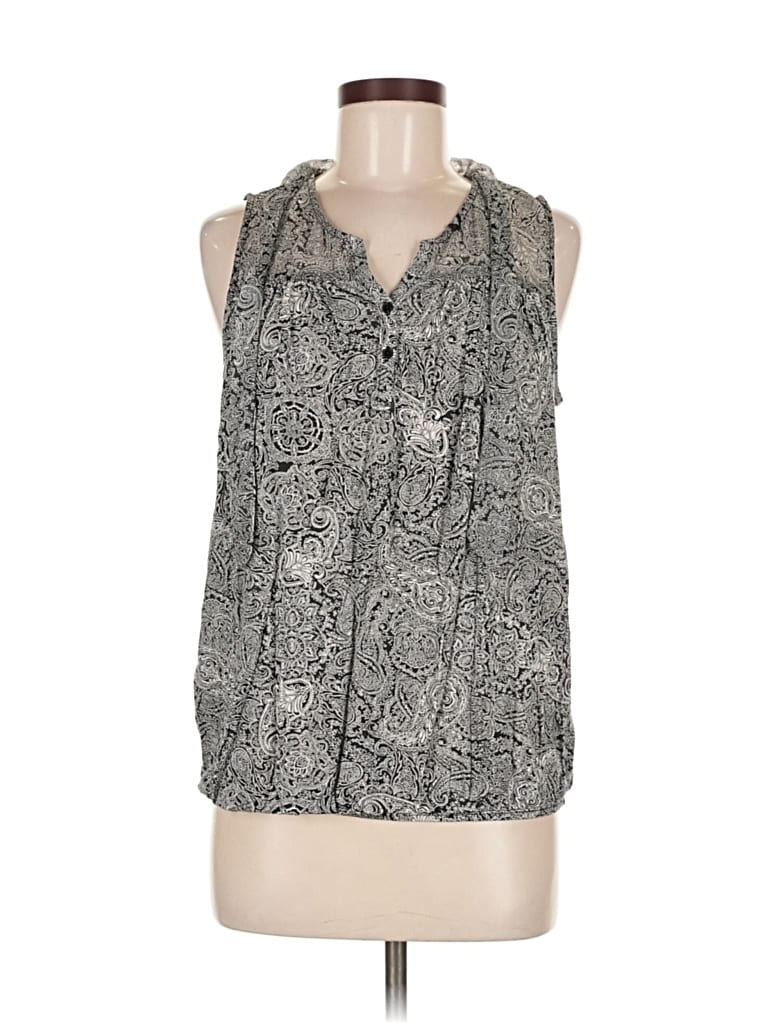 Pre-owned Ann Taylor Loft Outlet Sleeveless Blouse In Gray