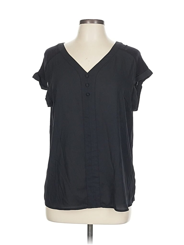 Pre-owned Fortune + Ivy Short Sleeve Blouse In Black