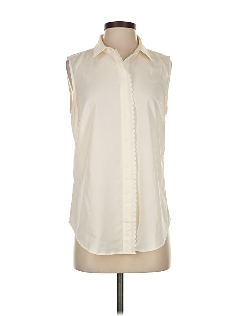 Pre-owned Ann Taylor Factory Sleeveless Blouse In White