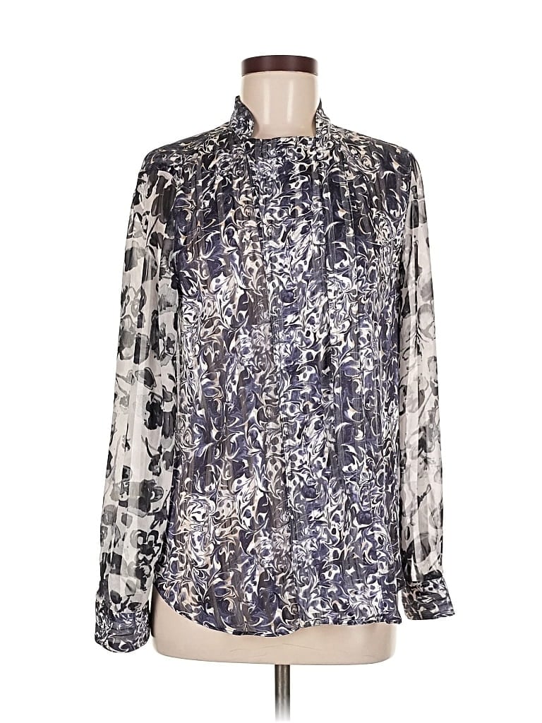 Pre-owned Simply Vera Vera Wang Long Sleeve Blouse In Silver