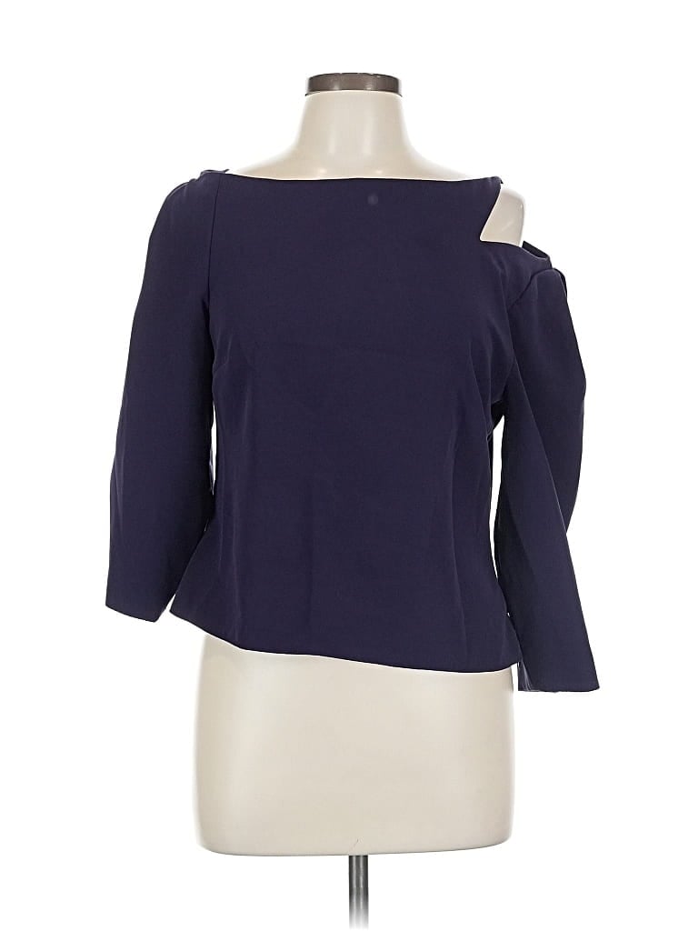 Pre-owned Christian Siriano 3/4 Sleeve Top Blue One Shoulder Neckline Tops