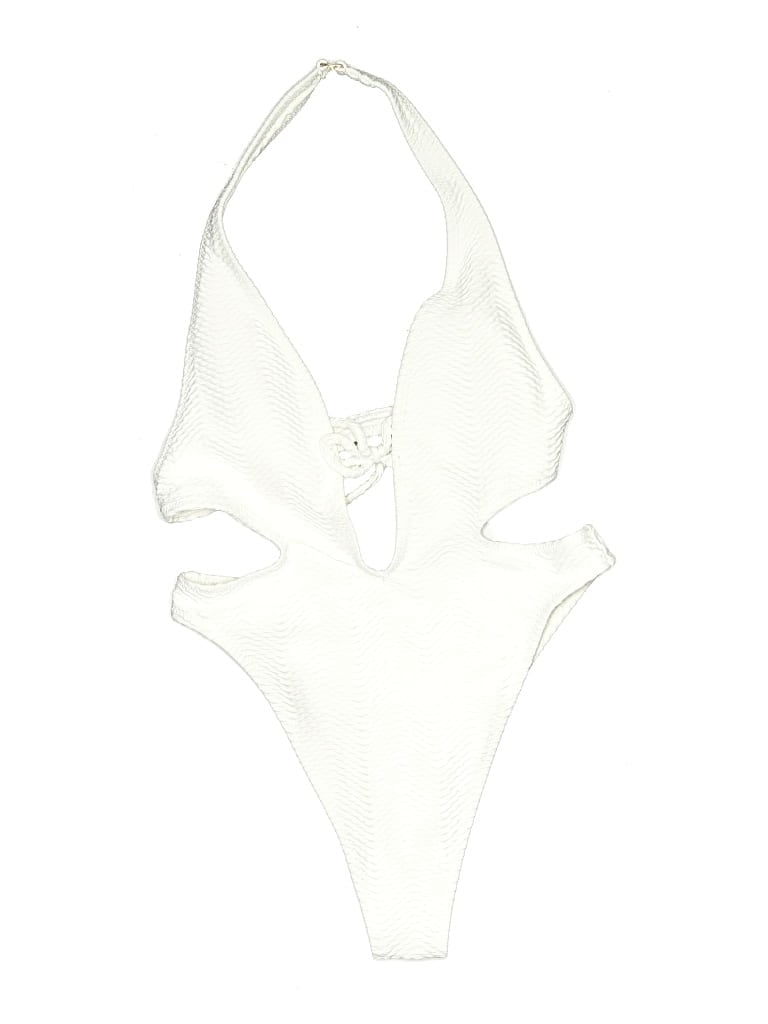 Pre-owned Gigi C Swimsuit Top White Solid Pattern Swimwear