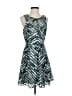 Parker 100% Polyester Chevron-herringbone Green Black Cocktail Dress Size XS - photo 1