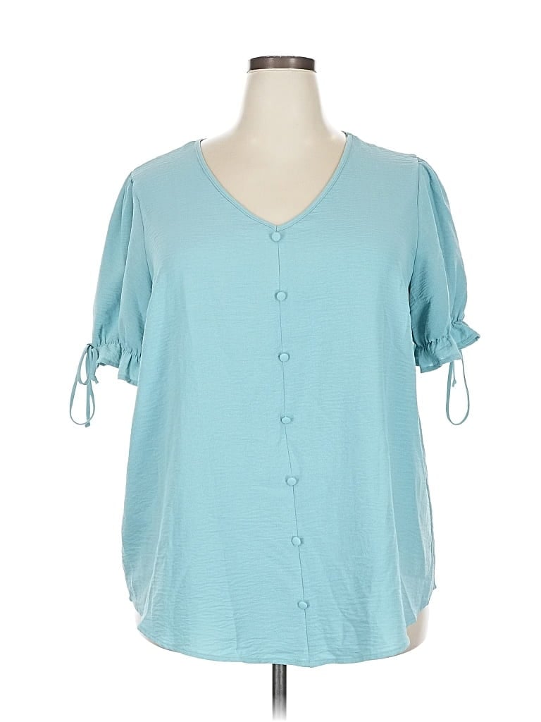 Pre-owned Naif Short Sleeve Blouse In Blue