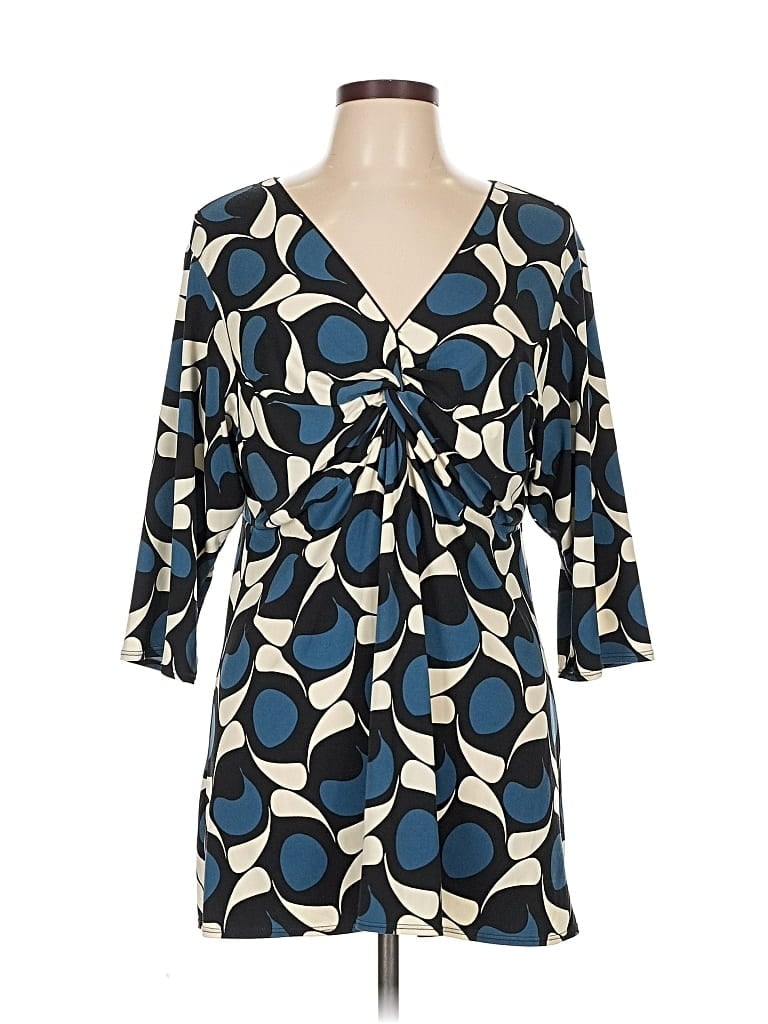 Pre-owned Travelsmith 3/4 Sleeve Blouse In Blue