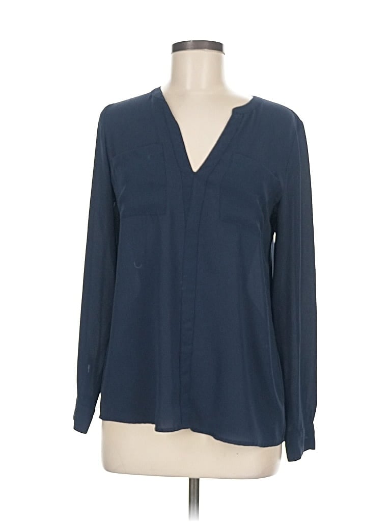 Pre-owned Inc International Concepts Long Sleeve Blouse In Blue