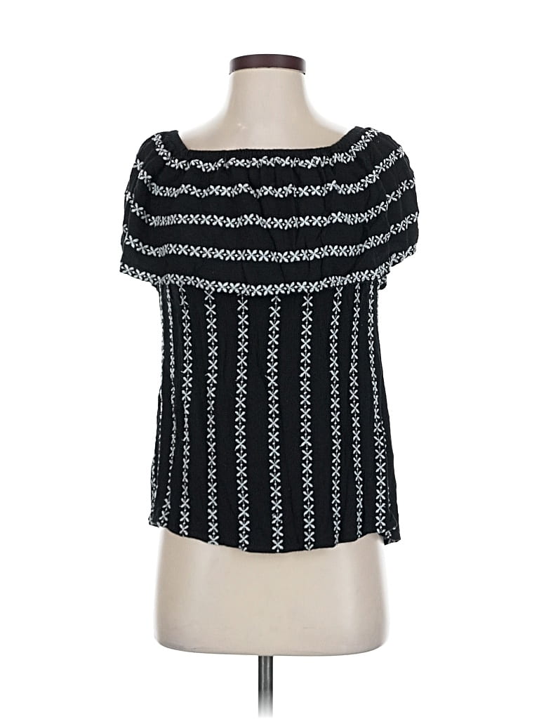 Pre-owned Knox Rose Short Sleeve Top Black Square Neckline Tops