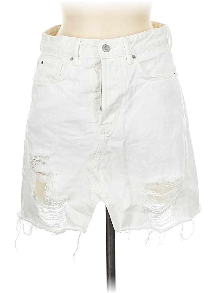Pre-owned &denim By H&m Denim Skirt In White