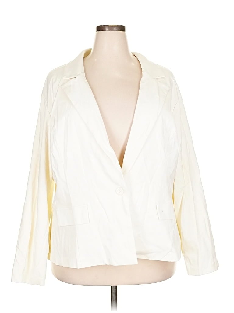 Pre-owned Ashley Stewart Blazer Jacket In White